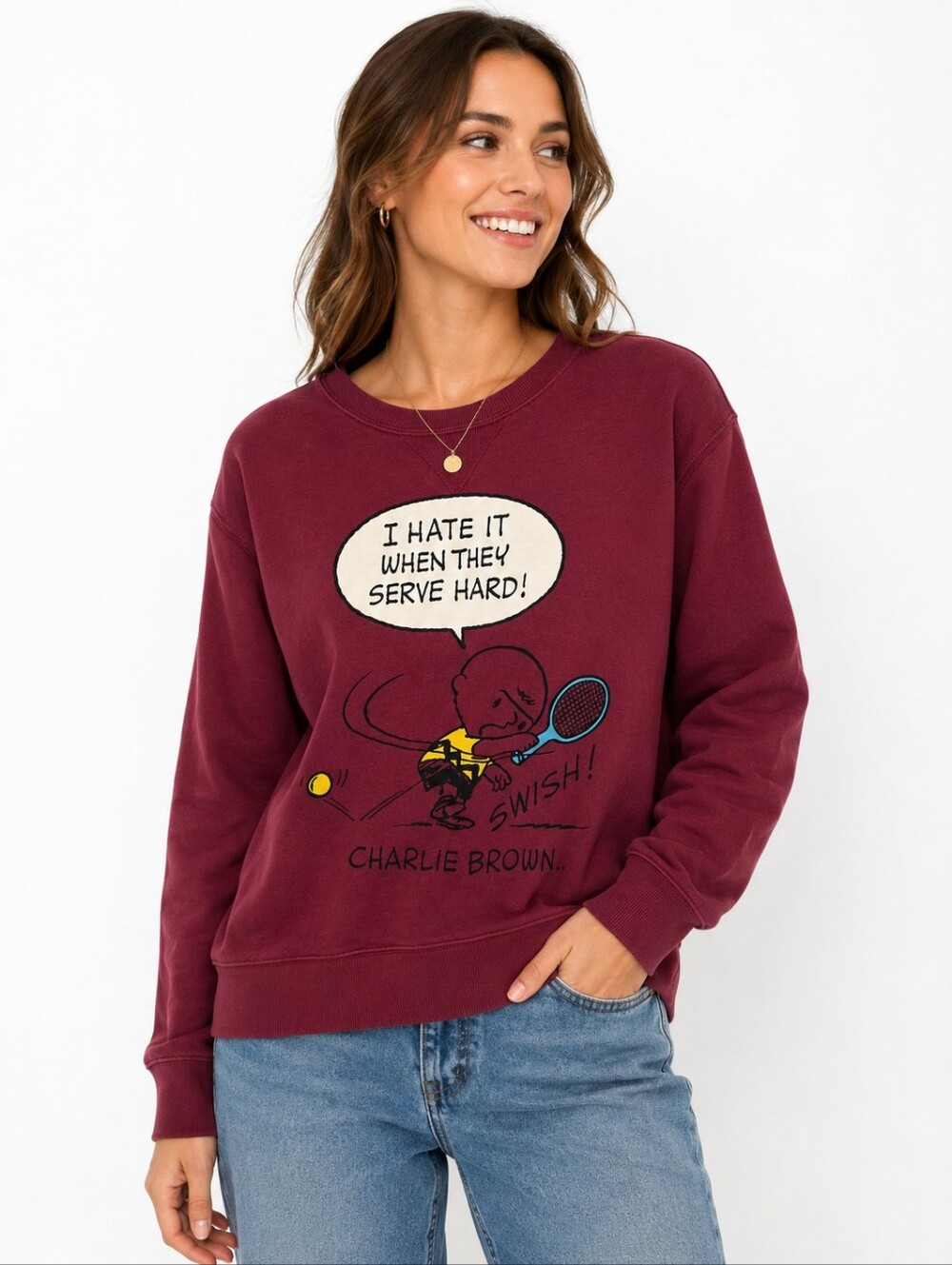 UNIQLO UT Peanuts Charlie Brown Graphic Sweatshirt | Size M | Burgundy